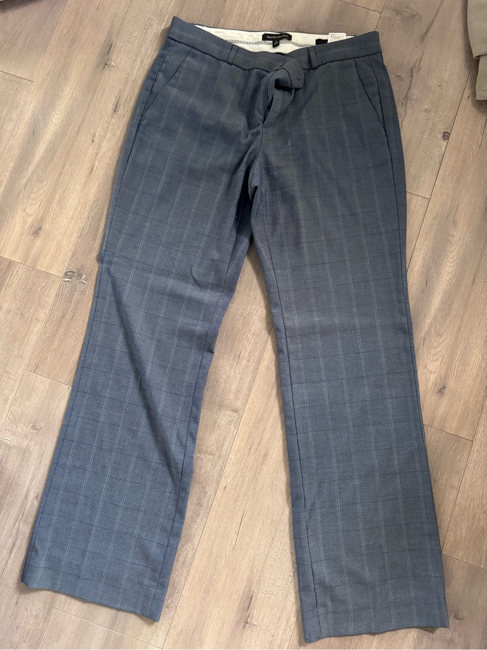 Banana Republic Gray Blue Windowpane Chinos